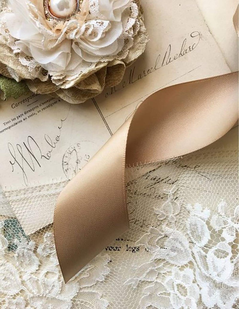 IHKFILAN Double Face Satin Ribbon 1Inchx25Yards Double Sided Solid Polyester Ribbon for Gift Wrapping Party Hair Braids Bow Baby Shower Decoration Floral Arrangement Craft Supplies,Tan - Image 4